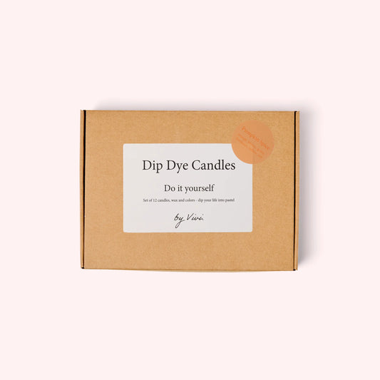 Verpackung des DIY-Kits DipDye Kerzen mit der Aufschrift Dip Dye Candles do it yourself.