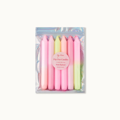 Dip Dye Kerzen im 6er Set, Pink Elephant (18cm) - BYVIVI