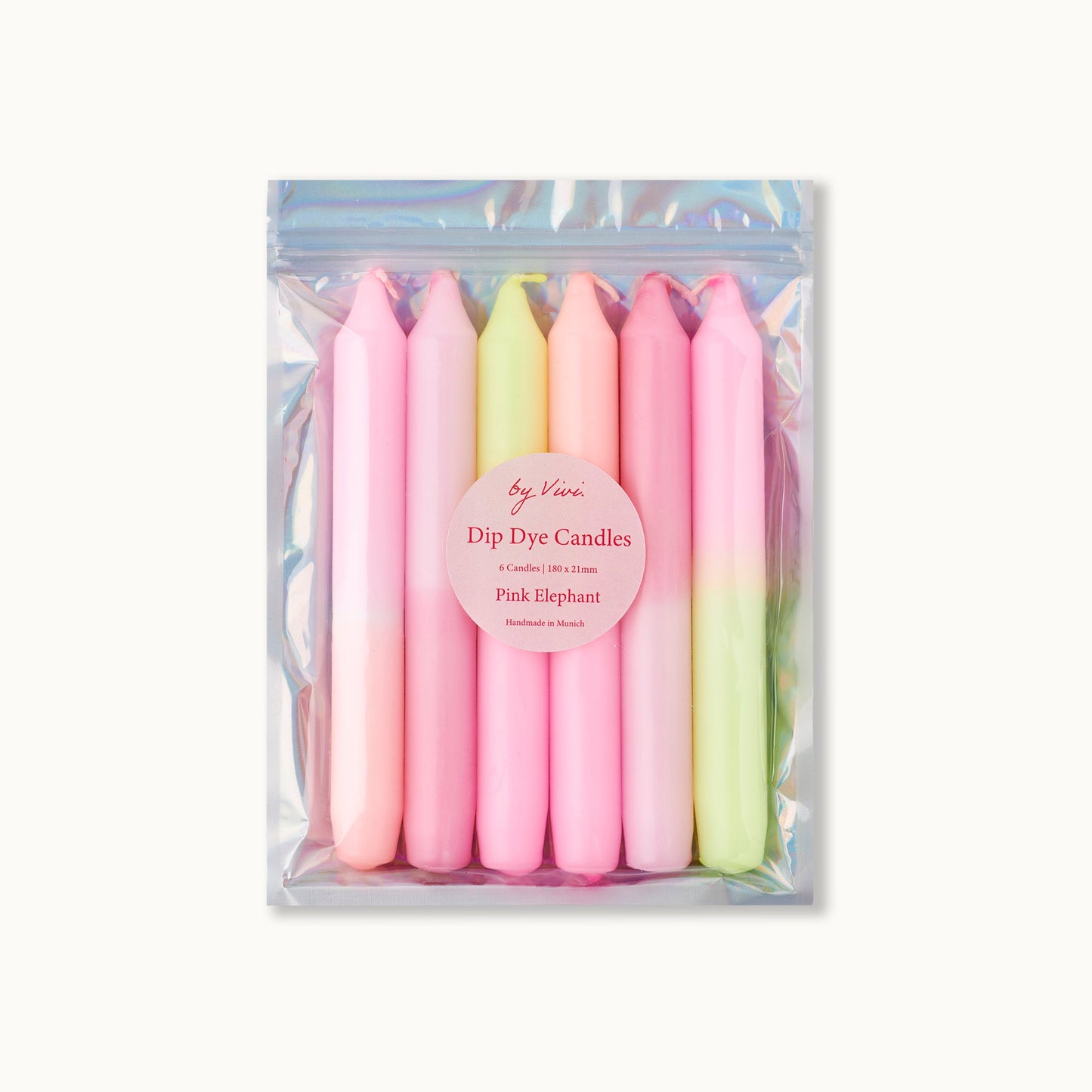 Dip Dye Kerzen im 6er Set, Pink Elephant (18cm) - BYVIVI