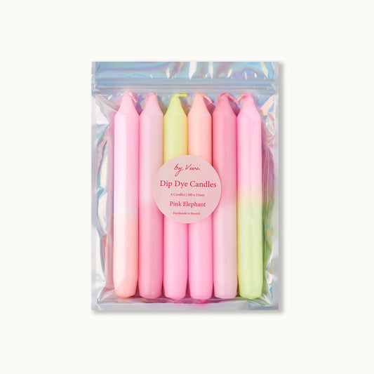 Dip Dye Kerzen im 6er Set, Pink Elephant (18cm) - BYVIVI